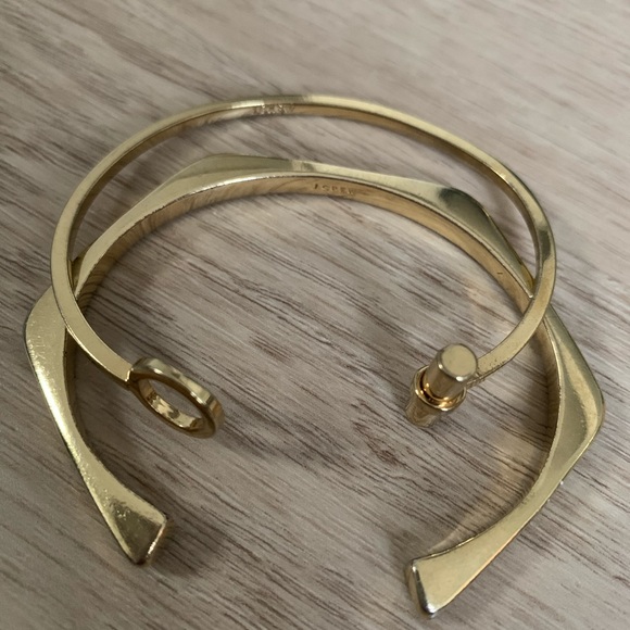 J. Crew Jewelry Jcrew Set Of 2 Gold Bangle Cuff Bracelets Preowned